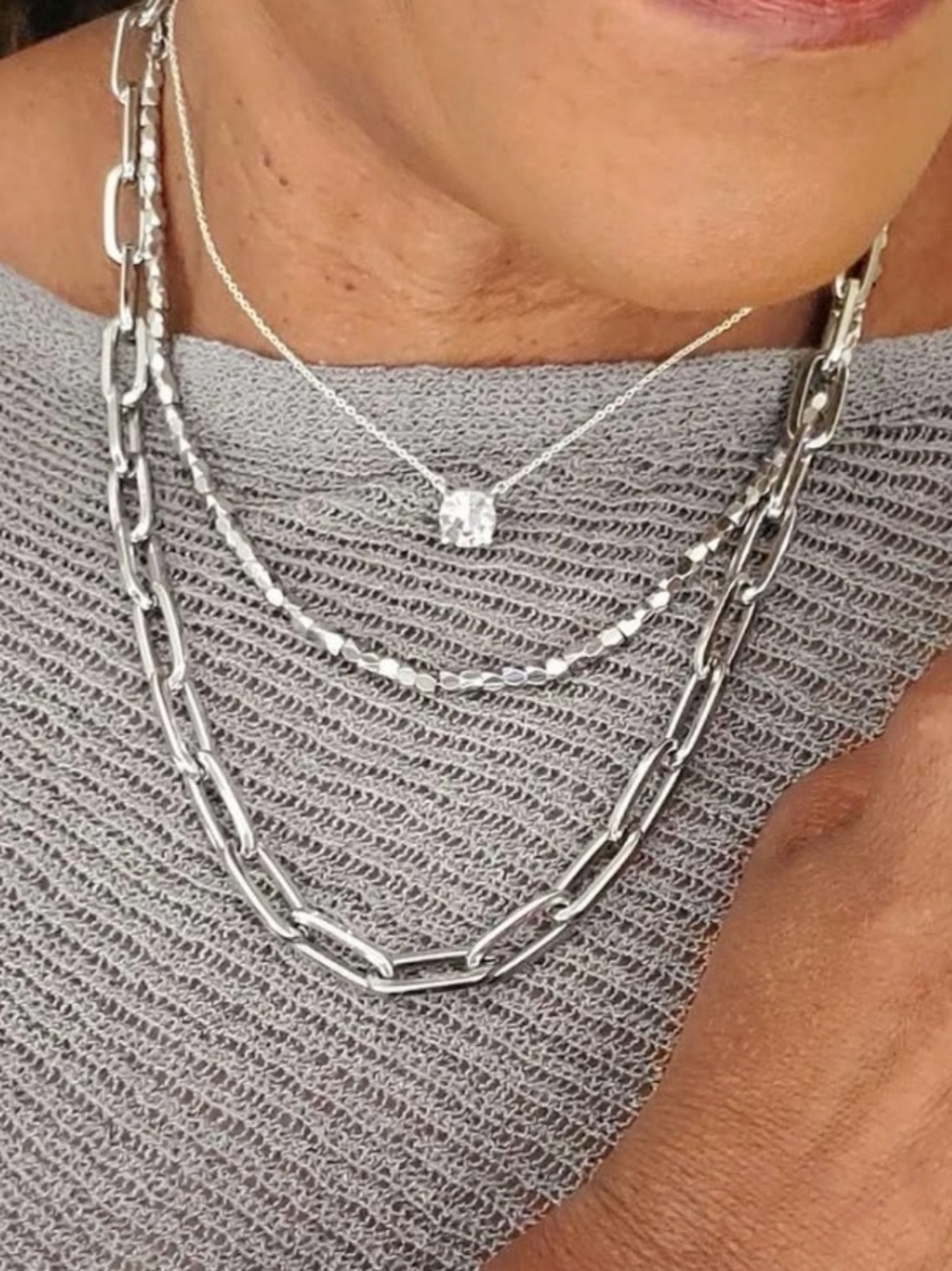2-PIECE MATCHING SET Park Lane “Silver Impression Necklace & Earrings”
